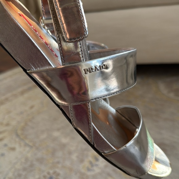 Prada Metallic double-band flat sandal Size 38.5 - Picture 6 of 13
